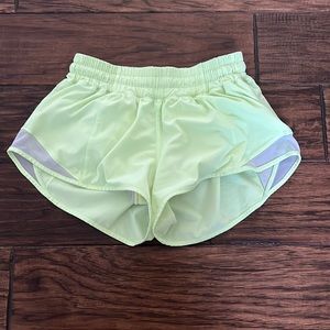 Neon Green Lululemon Hotty Hot Shorts 2.5